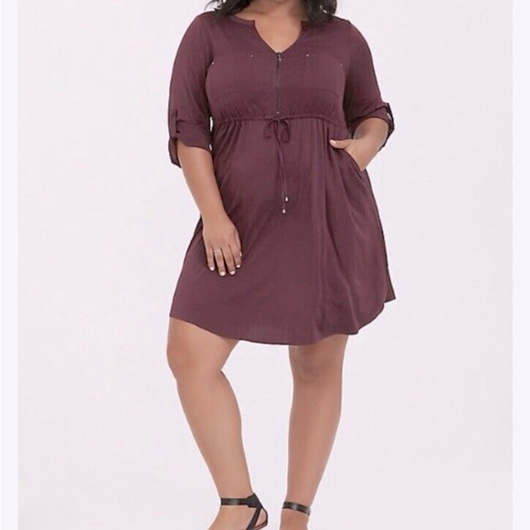Torrid Mini Studio Challis Zip-Front Shirt Dress Potent Purple Plus Size 3 - Picture 3 of 12